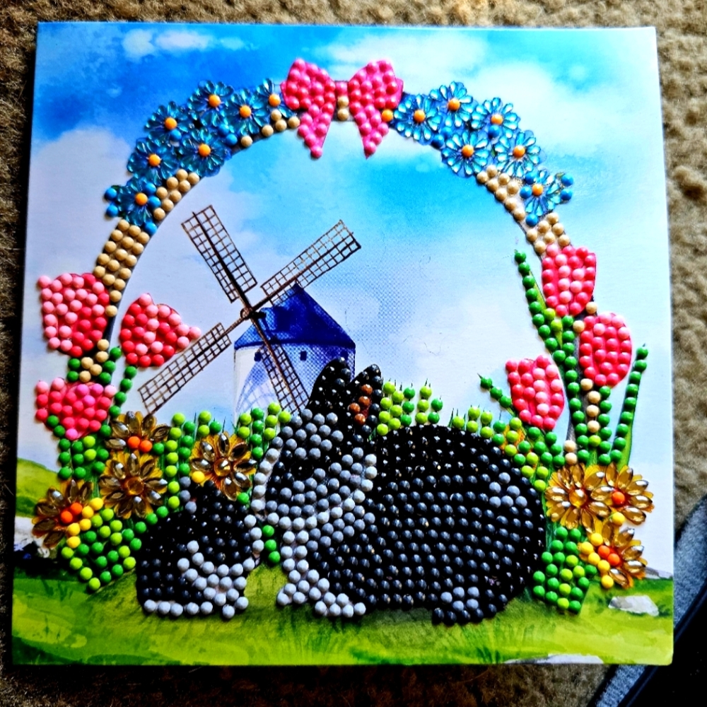 Easter Card Diamond Painted Mom & Baby